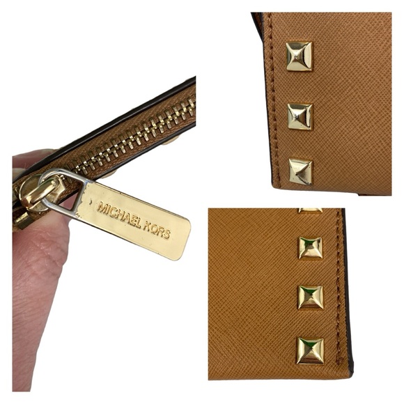 Michael Kors Acorn Sandrine Studded Saffiano Leather Wristlet - Picture 4 of 16